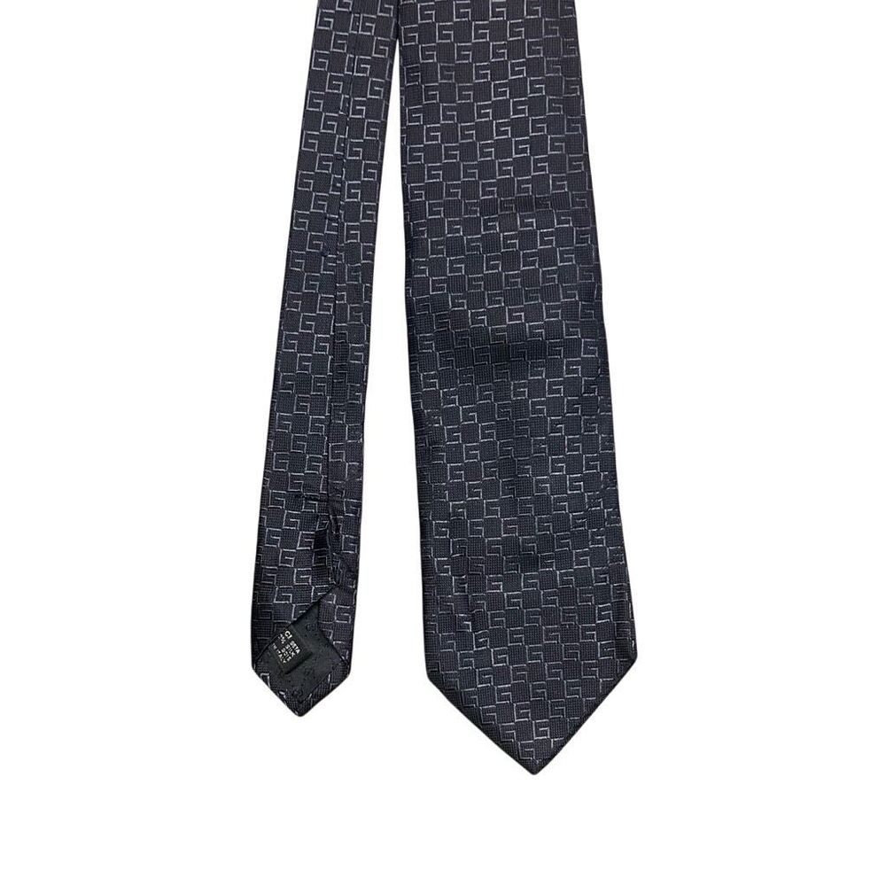Vintage Gucci Mens Navy Blue 100% Silk Designer Pointed Neck Tie G Pattern - Picture 4 of 12